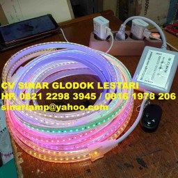 Lampu Selang LED Strip Dimmable 220V + Remote Dimmer